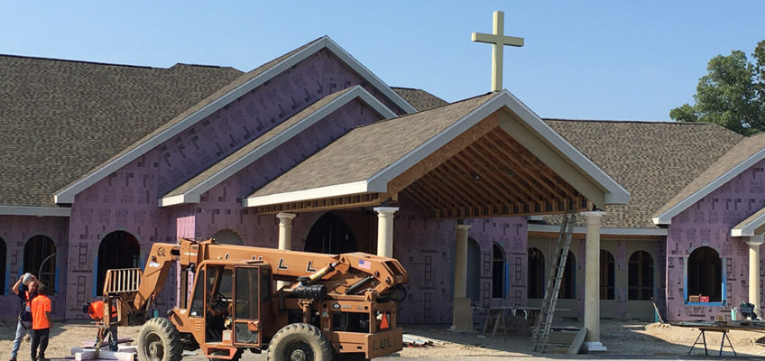 Divine Mercy Funeral Home Crosses Installed